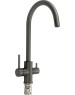 Смеситель для кухни MAGNUS 9121 Смеситель кухонный С-образный излив, ГРАФИТ, шаровый, с двойным выпуском воды для фильтра, из нержавеющей стали марка 304