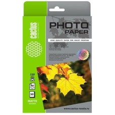Фотобумага CACTUS Фотобумага CS-MA623050, для струйной печати, 50л, 230г/м2, белый, покрытие матовое