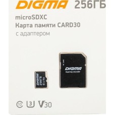 DIGMA Флеш карта microSDXC 256GB CARD30 V30 + adapter