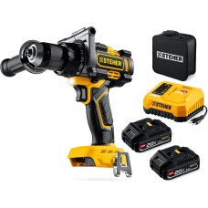 STEHER 20 В, 165 Н·м, 2 АКБ LMS (2 А·ч), бесщеточная дрель-шуруповерт, сумка (CB-165-22)