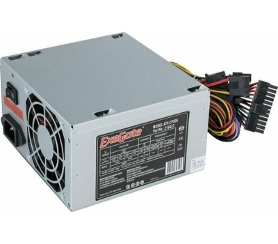 Блок питания EXEGATE 500W CP500, ATX, 8cm fan, 24p+4p, 3*SATA, 2*IDE, FDD (EX219457RUS)