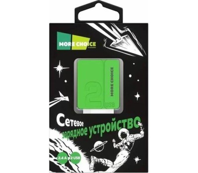 СЗУ MORE CHOICE (4627151191904) NC46i 2USB 2.4A для 8-pin - 1м Green