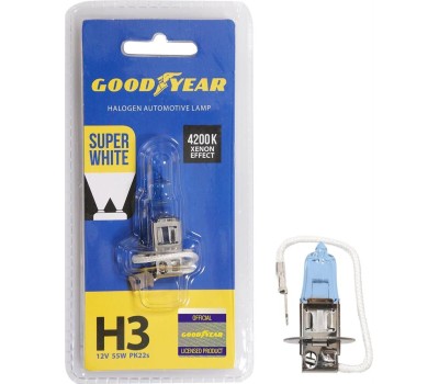 Лампа галогенная GOODYEAR GY013126 лампа галогенная автомобильная Н3 12V 55W PK22s Super White
