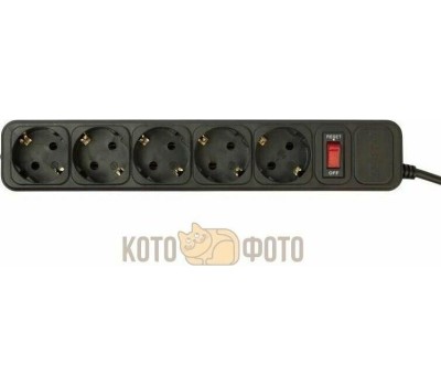PC PET AP01006-5-B 5м (5 розеток) черный (пакет ПЭ)