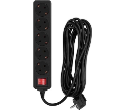 PC PET AP01006-5-B 5м (5 розеток) черный (пакет ПЭ)