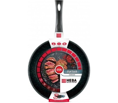 Сковорода НЕВА МЕТАЛЛ ПОСУДА 18126 а/пр литая 26см Черный гранит