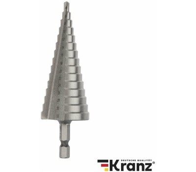 Сверло KRANZ (KR-12-6603) Сверло по металлу ступенчатое 4,0-32,0мм, 102мм, 62 HRC
