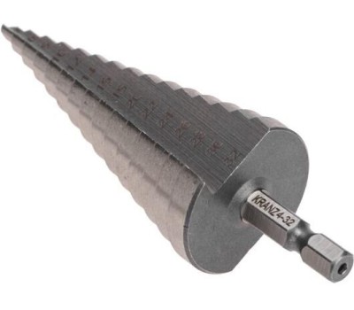 Сверло KRANZ (KR-12-6603) Сверло по металлу ступенчатое 4,0-32,0мм, 102мм, 62 HRC