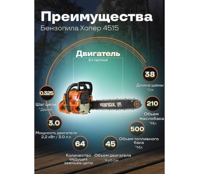 Бензопила Хопер 4515 (2 шт в упаковке, 2 цветные коробки)