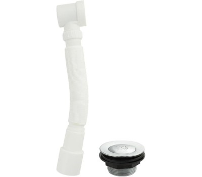 Сифон в душевой поддон САНАКС 8737 с гофрой автоматический хромированный пластик АБС