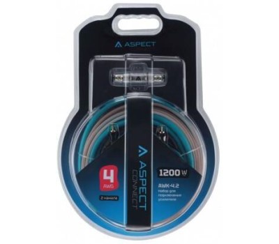 Комплект проводов ASPECT AWK-4.2 для 2-кан. усилителя, омедненный алюминий (ССА), 4AWG, 2RCA-2RCA