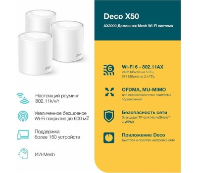 TP-Link Deco X50(3-pack) AX3000 Домашняя Mesh Wi-Fi система