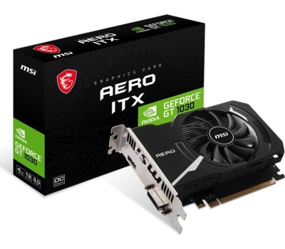 Видеокарта MSI Видеокарта NVIDIA GeForce GT 1030 GT 1030 AERO ITX 4GD4 OC 4ГБ Aero, DDR4, OC, Ret