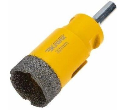 KRANZ Коронка алмазная профессиональная по керамограниту и железобетону М14, вакуумное спекание, 32мм, для УШМ