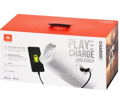 Колонка портативная JBL Колонка портативная Charge 5, 40Вт, белый [ charge5wht]