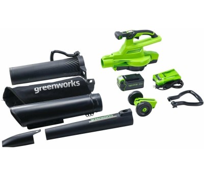 Воздуходувка GREENWORKS Воздуходувка-измельчитель 2406907UG, зеленый