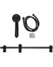 МАГНУС - Стойка душевая, с душевым шлангом и лейкой, с нажимным фиксатором, из нержавеющей стали марки 304, цвет ЧЕРНЫЙ. 9289