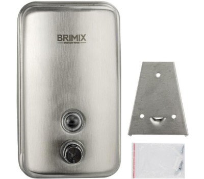 BRIMIX - Дозатор для жидкого мыла 800 мл, настенный, с глазком, из нержавеющей стали марки SUS 304, цвет САТИН. 61408