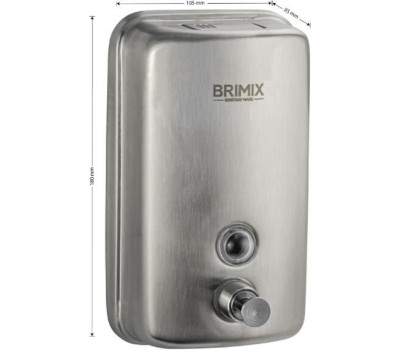 BRIMIX - Дозатор для жидкого мыла 800 мл, настенный, с глазком, из нержавеющей стали марки SUS 304, цвет САТИН. 61408
