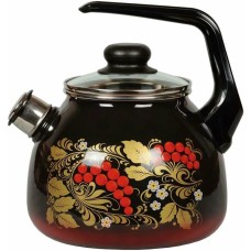 Чайник СТАЛЬЭМАЛЬ 4с209я Рябина эмал 3,0л со свистком черн с кр с напыл
