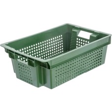 Ящик ТАРА.РУ 102 МСК зеленый полимерный 600х400х200 перфорированный (28418)