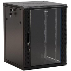 HYPERLINE Шкаф коммутационный TWB-2266-GP-RAL9004 настенный, стеклянная передняя дверь, 22U, 600x1086x600 мм