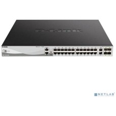 D-LINK SMB D-Link DGS-3130-30PS/B2A PROJ Управляемый L3 стекируемый коммутатор с 24 портами 10/100/1000Base-T, 2 портами 10GBase-T и 4 портами 10GBase-X SFP+ (24 порта PoE 802.3af/at, PoE-бюджет 370 Вт)