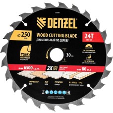 DENZEL Пильный диск по дереву ф250 х 30 мм, 24 зубьев 733567