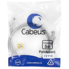 CABEUS Патч-корд PC-UTP-RJ45-CAT.5E-1M U/UTP RJ-45 вил.-вилка RJ-45 кат.5E 1м серый ПВХ