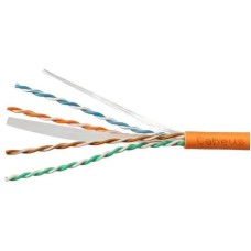 CABEUS Кабель информационный UTP-4P-CAT.6-SOLID-LSZH-100 кат.6 U/UTP 4 пары LSZH внутренний 100м оранжевый