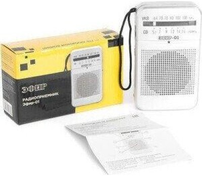 Радиоприемник ЭФИР 01 УКВ 64-108МГц, бат. 2*АА белый