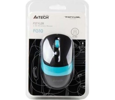 Мышь A4TECH FStyler FG10 черный/синий оптическая (2000dpi) беспроводная USB