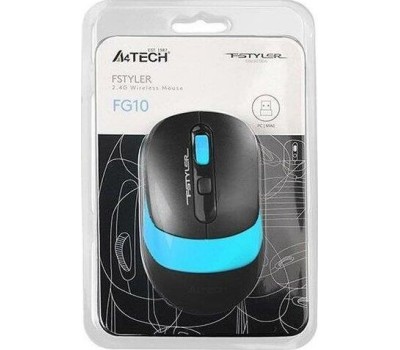 Мышь A4TECH FStyler FG10 черный/синий оптическая (2000dpi) беспроводная USB