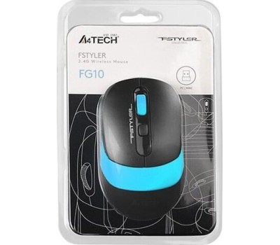 Мышь A4TECH FStyler FG10 черный/синий оптическая (2000dpi) беспроводная USB