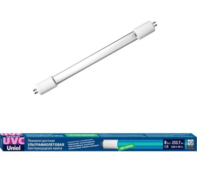 Лампа ультрафиолетовая бактерицидная UNIEL (UL-00007281) EFL-T5-8/UVCB/G5/CL