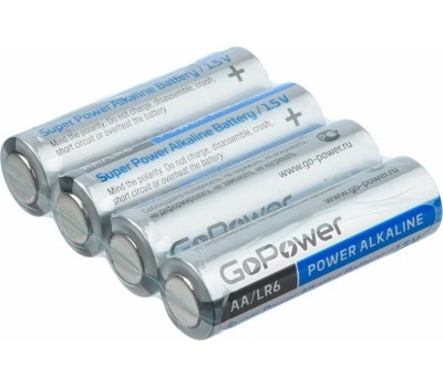 Элементы питания GOPOWER (00-00017748) LR6 AA BOX20 SHRINK 4 ALKALINE 1.5V