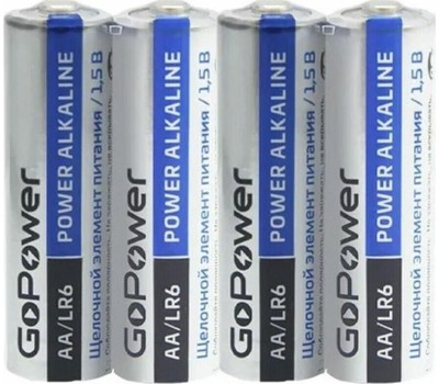 Элементы питания GOPOWER (00-00017748) LR6 AA BOX20 SHRINK 4 ALKALINE 1.5V