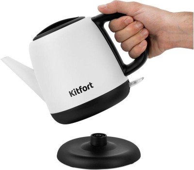 Чайник KITFORT KT-6112 белый/черный (нержавеющая сталь)