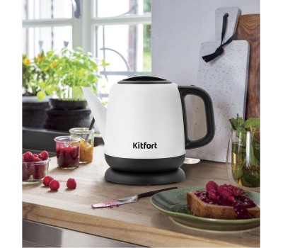 Чайник KITFORT KT-6112 белый/черный (нержавеющая сталь)