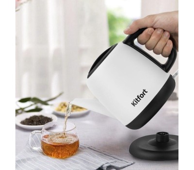 Чайник KITFORT KT-6112 белый/черный (нержавеющая сталь)