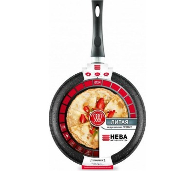 Сковорода НЕВА МЕТАЛЛ ПОСУДА L186224i блинная а/пр литая 24см индукция Гранит 550000527