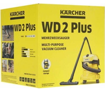 KARCHER Строительный пылесос WD 2 Plus V-12/4/18 1000Вт (уборка: сухая/сбор воды) желтый