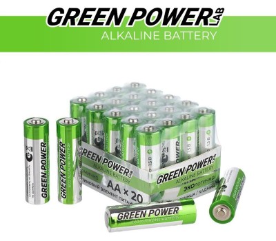 Батарейки GREEN POWERLAB (00-00028751) LR6 AA BOX20 Shrink 4 Alkaline 1.5V