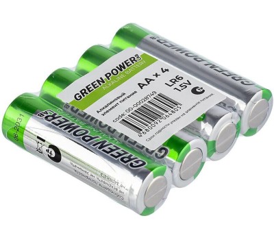 Батарейки GREEN POWERLAB (00-00028751) LR6 AA BOX20 Shrink 4 Alkaline 1.5V