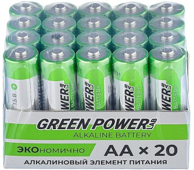 Батарейки GREEN POWERLAB (00-00028751) LR6 AA BOX20 Shrink 4 Alkaline 1.5V