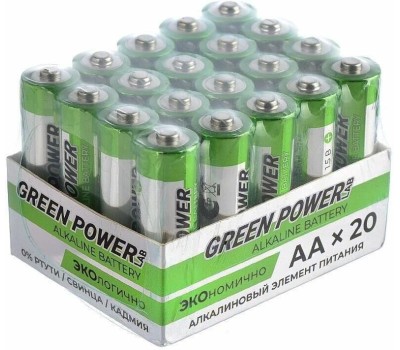 Батарейки GREEN POWERLAB (00-00028751) LR6 AA BOX20 Shrink 4 Alkaline 1.5V