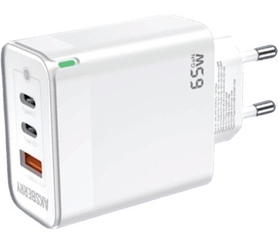 СЗУ AKSBERRY (6974929200114) T50 USBC+USBC+ USBA QC3.0 65w (белый)