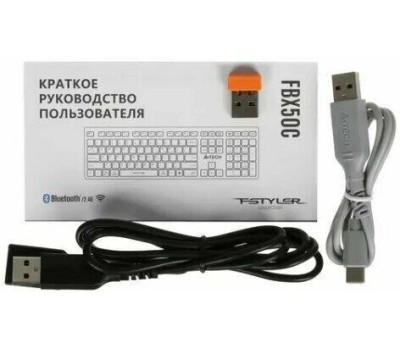 Клавиатура A4TECH Клавиатура Fstyler FBX50C, USB, Bluetooth/Радиоканал, белый [fbx50c white]