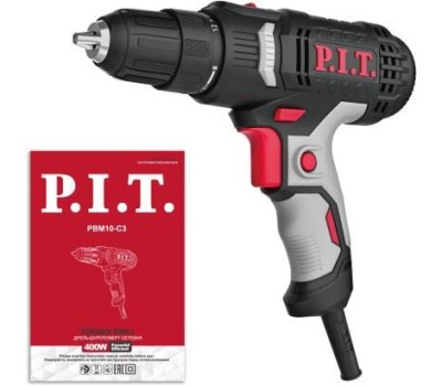 Дрель-шуруповерт P.I.T. Дрель-шуруповерт электрич. PBM10-C3 (400Вт, 35Нм, рег.18+1, БЗП 10мм, 2ск, 0-550/1850об/мин)