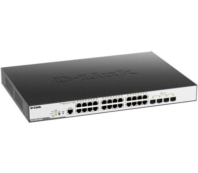 D-LINK SMB D-Link DGS-3000-28XMP/B1A Управляемый L2 коммутатор с 24 портами 10/100/1000Base-T и 4 портами 10GBase-X SFP+ (24 порта PoE 802.3af/at, PoE-бюджет 370 Вт)